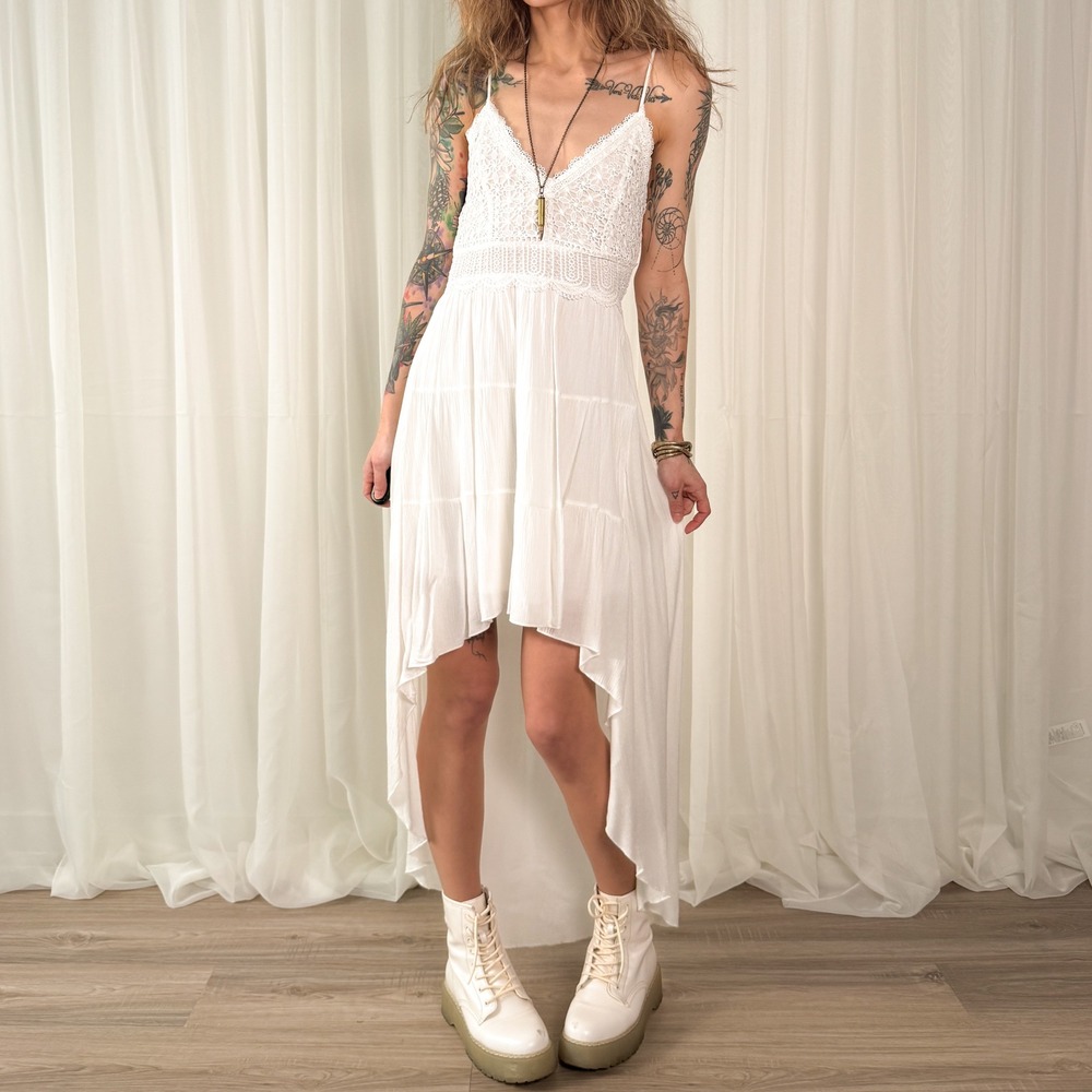 White Crochet Maxi Dress Justify NWT Boho Bridal Spring Size Medium‎ - Picture 4 of 7